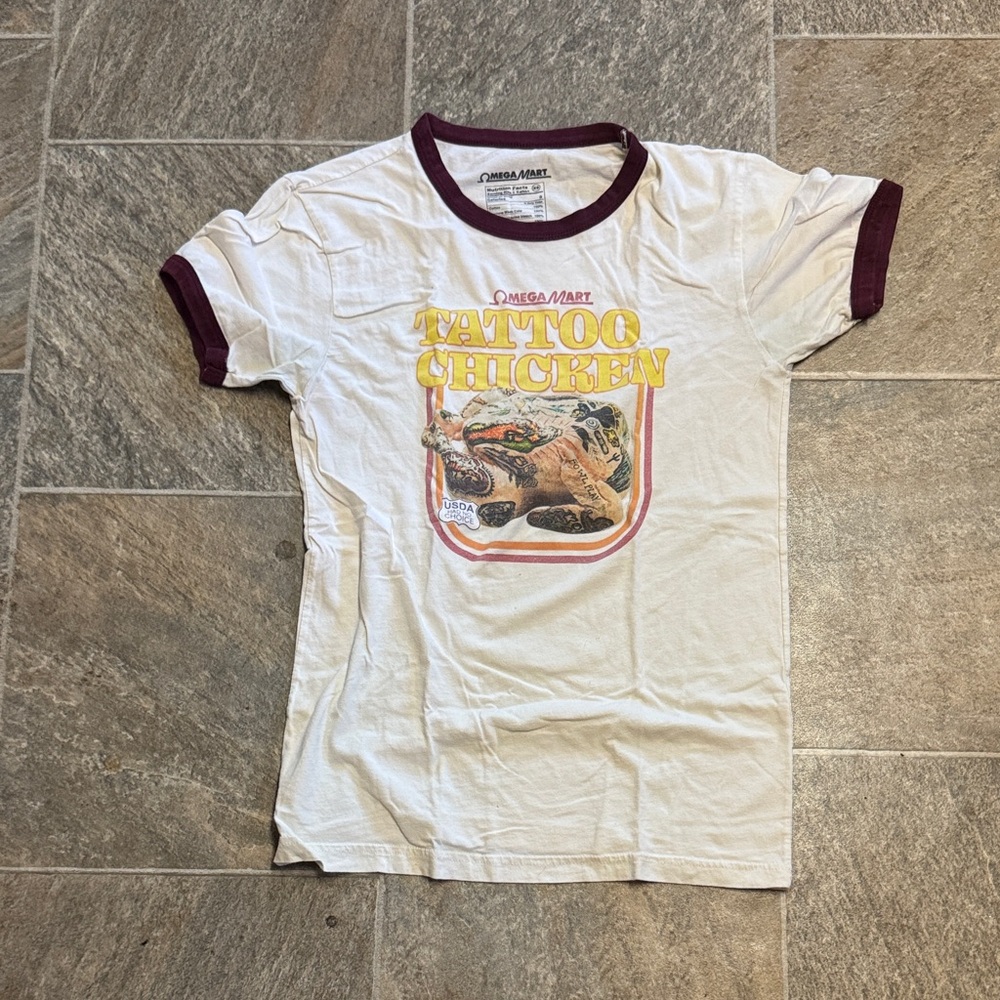 Women’s  White and Purple Tattoo Chicken T-Shirt